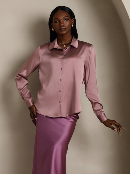 Camisa Elegante con Cuello de Seda