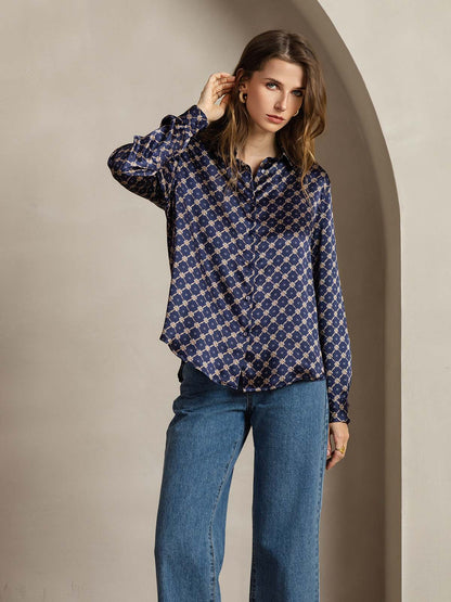 Camisa Elegante con Cuello de Seda