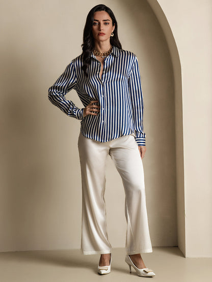 Camisa Elegante con Cuello de Seda