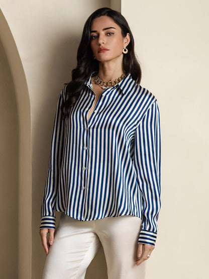 Camisa Elegante con Cuello de Seda