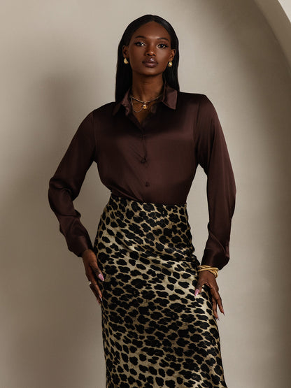 Camisa Elegante con Cuello de Seda