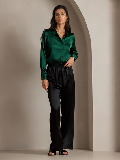 Camisa Elegante con Cuello de Seda