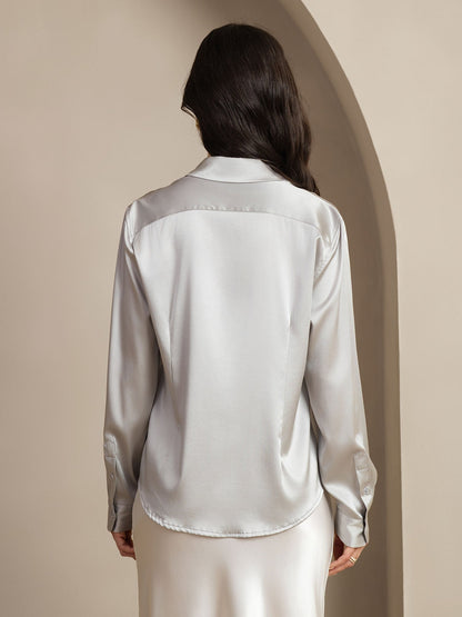 Camisa Elegante con Cuello de Seda