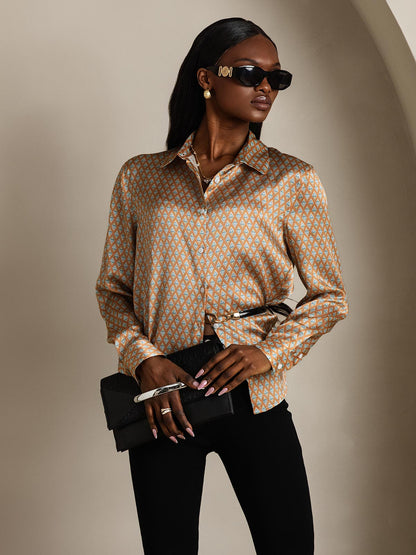 Camisa Elegante con Cuello de Seda