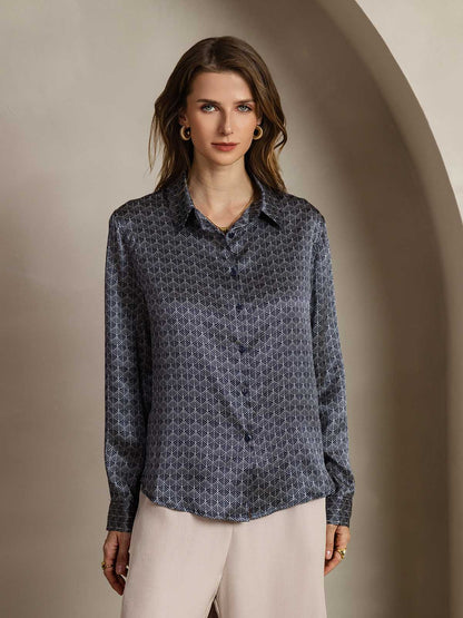 Camisa Elegante con Cuello de Seda