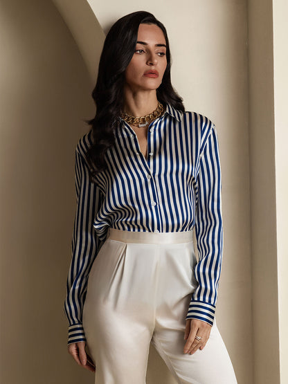 Camisa Elegante con Cuello de Seda
