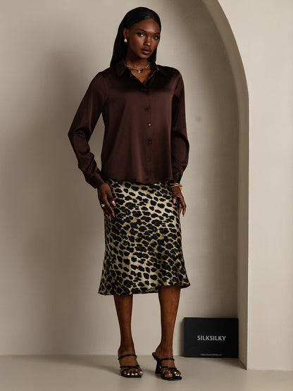 Camisa Elegante con Cuello de Seda