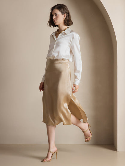 Camisa Elegante con Cuello de Seda