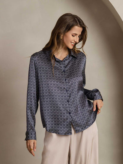 Camisa Elegante con Cuello de Seda