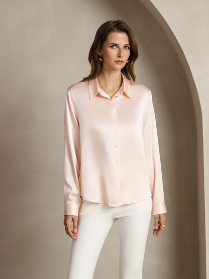 Camisa Elegante con Cuello de Seda