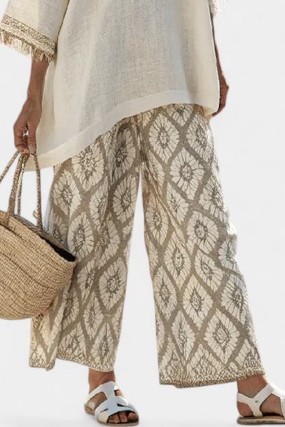 Anadelys™ | Conjunto Boho Chic De Blusa Suelta Y Pantalones Estampados