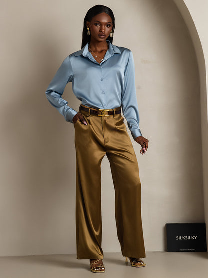 Camisa Elegante con Cuello de Seda