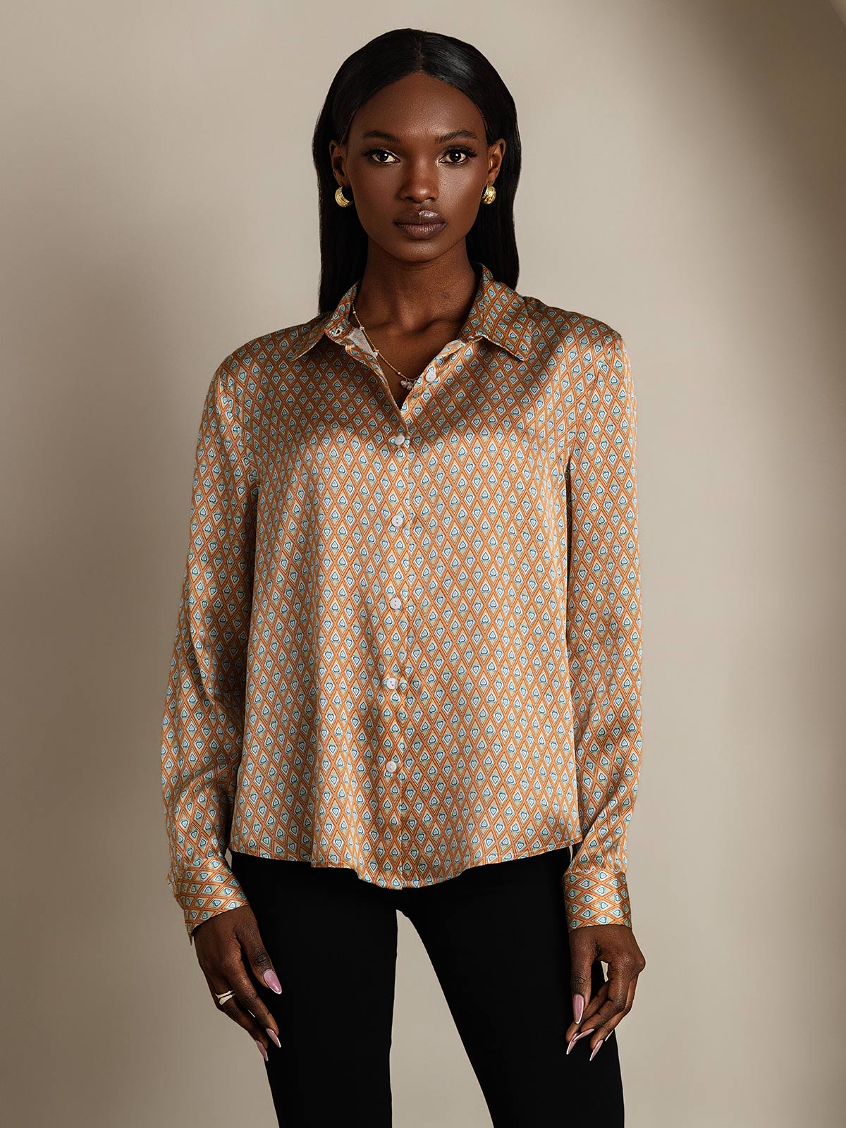 Camisa Elegante con Cuello de Seda