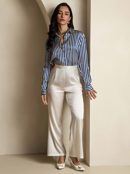 Camisa Elegante con Cuello de Seda