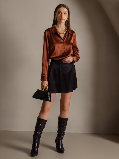 Camisa Elegante con Cuello de Seda