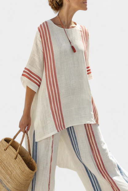 Anadelys™ |  Conjunto Mediterráneo Con Rayas Multicolor