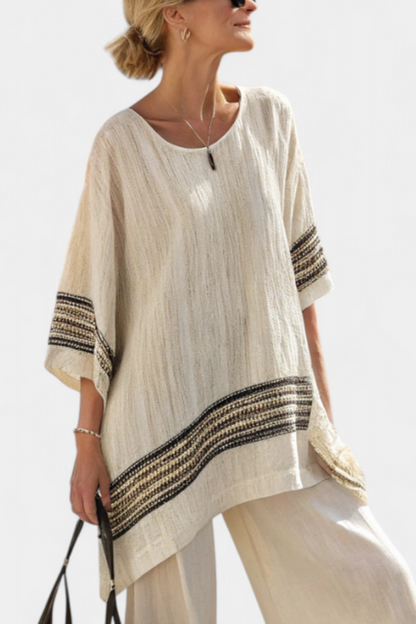 Anadelys™ |  Conjunto Mediterráneo Con Detalle A Rayas Negras