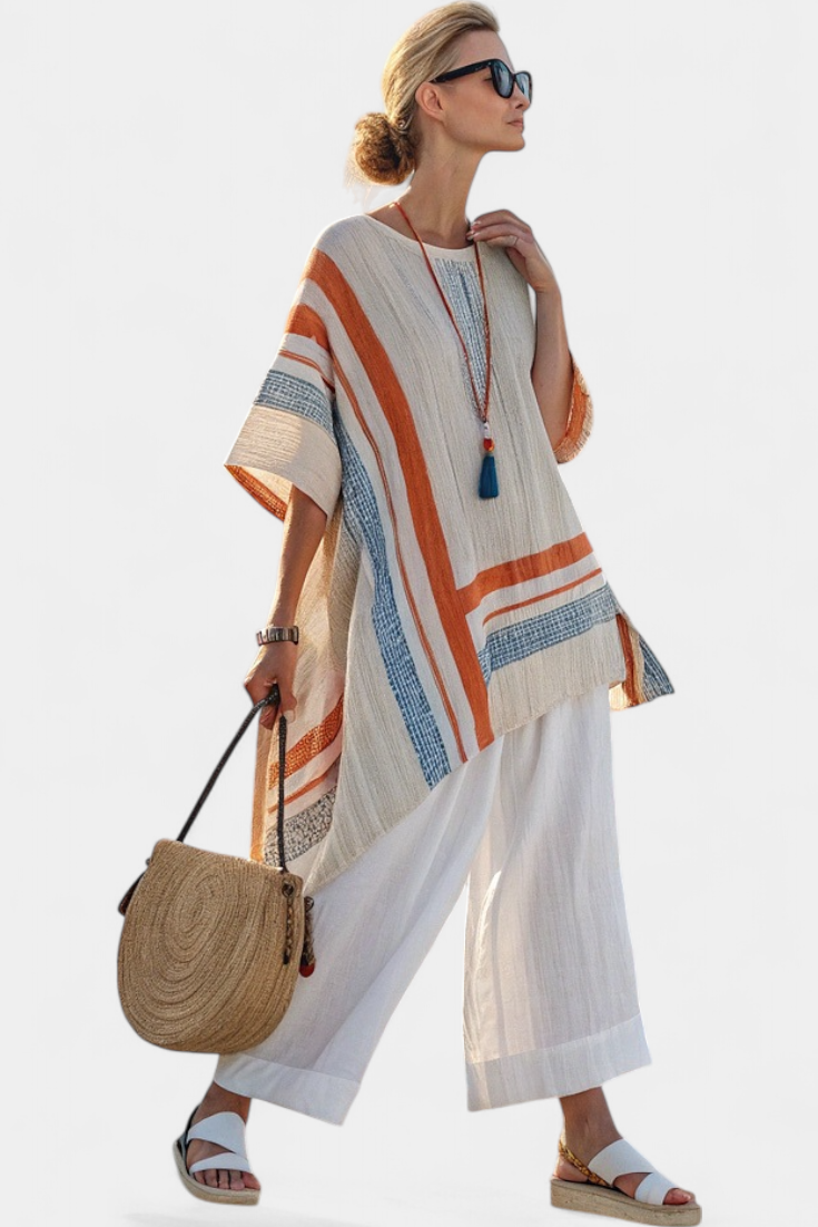 Anadelys™ |  Conjunto De Blusa Asimétrica Con Pantalones Anchos