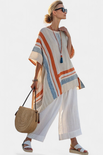 Anadelys™ |  Conjunto De Blusa Asimétrica Con Pantalones Anchos