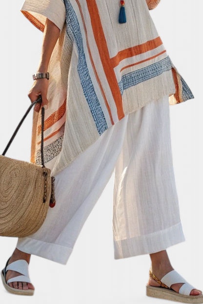 Anadelys™ |  Conjunto De Blusa Asimétrica Con Pantalones Anchos