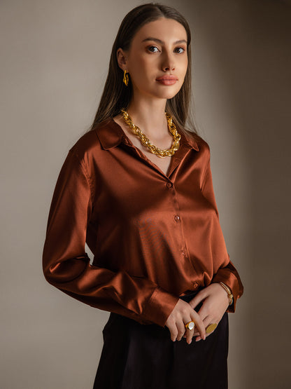 Camisa Elegante con Cuello de Seda