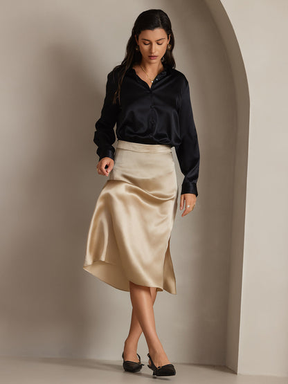 Camisa Elegante con Cuello de Seda