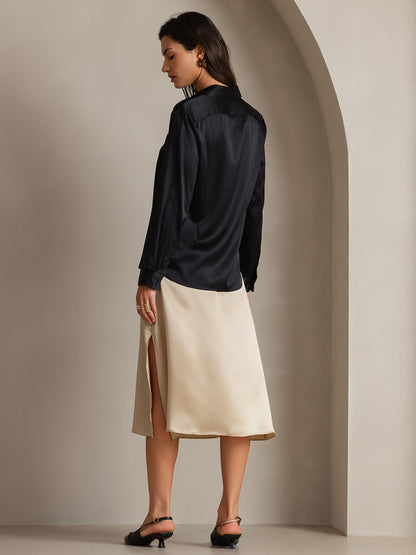 Camisa Elegante con Cuello de Seda