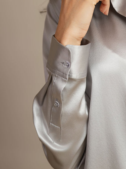 Camisa Elegante con Cuello de Seda