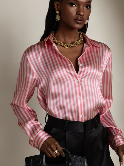Camisa Elegante con Cuello de Seda