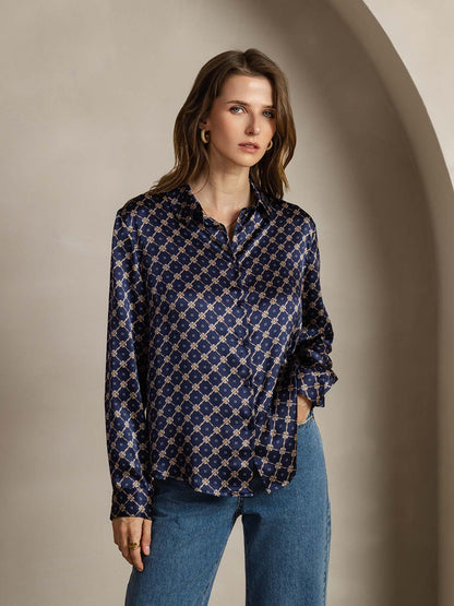 Camisa Elegante con Cuello de Seda