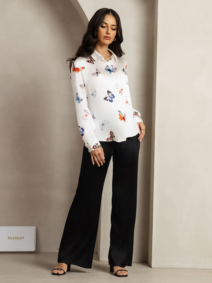 Camisa Elegante con Cuello de Seda