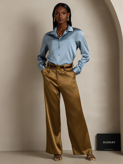 Camisa Elegante con Cuello de Seda