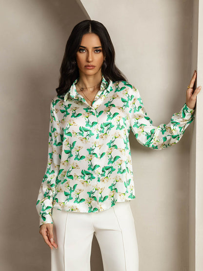 Camisa Elegante con Cuello de Seda