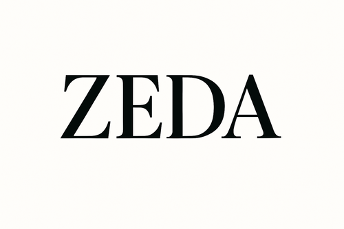 HAZME UNA IMAGEN EN BLANCO CON LA PALABRA ZEDA CON UNA TIPOGRAFIA FUERTE , GRANDE Y ELEGANTE 