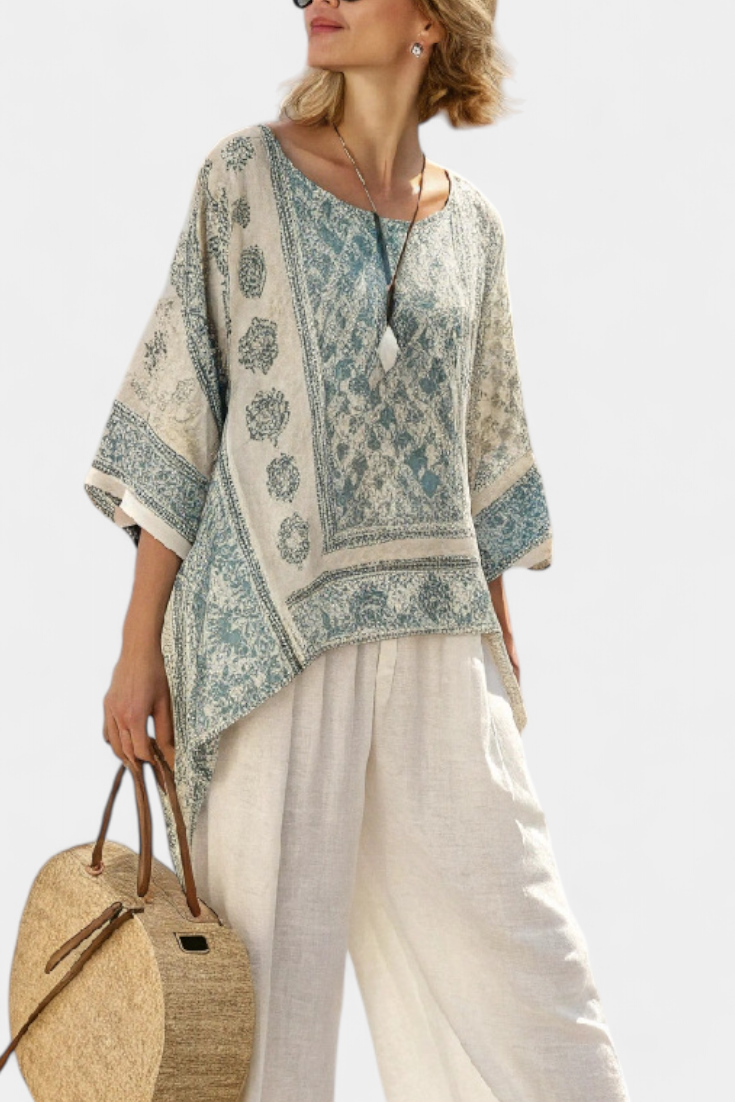 Anadelys™ |  Conjunto Boho De Blusa Estampada Y Pantalones Anchos