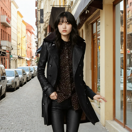 MARCELA™ | Elegante Chaqueta De Cuero Granulado